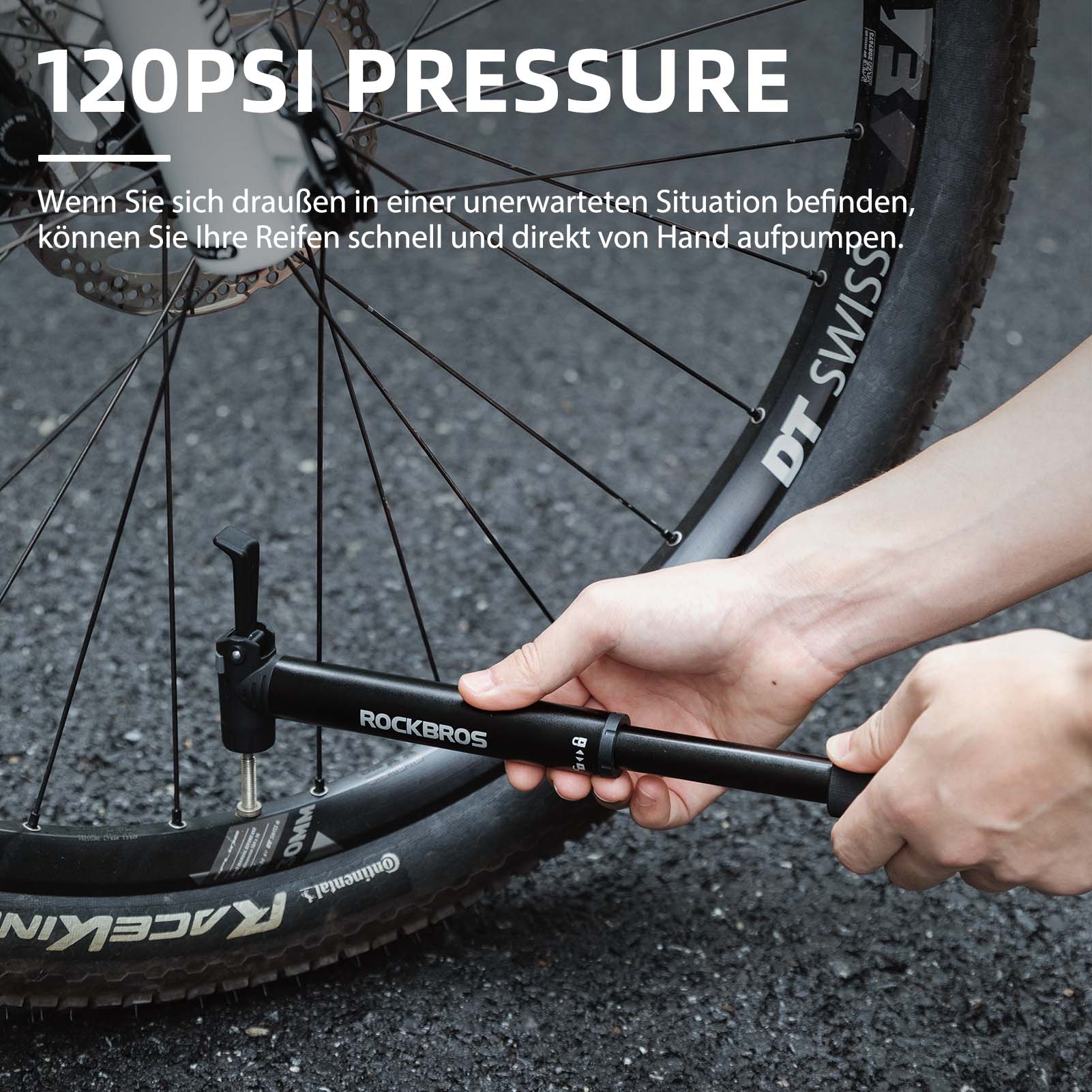 ROCKBROS Mini Fahrrad Luftpumpe mit Ratschenschlüs 8643670b21ad