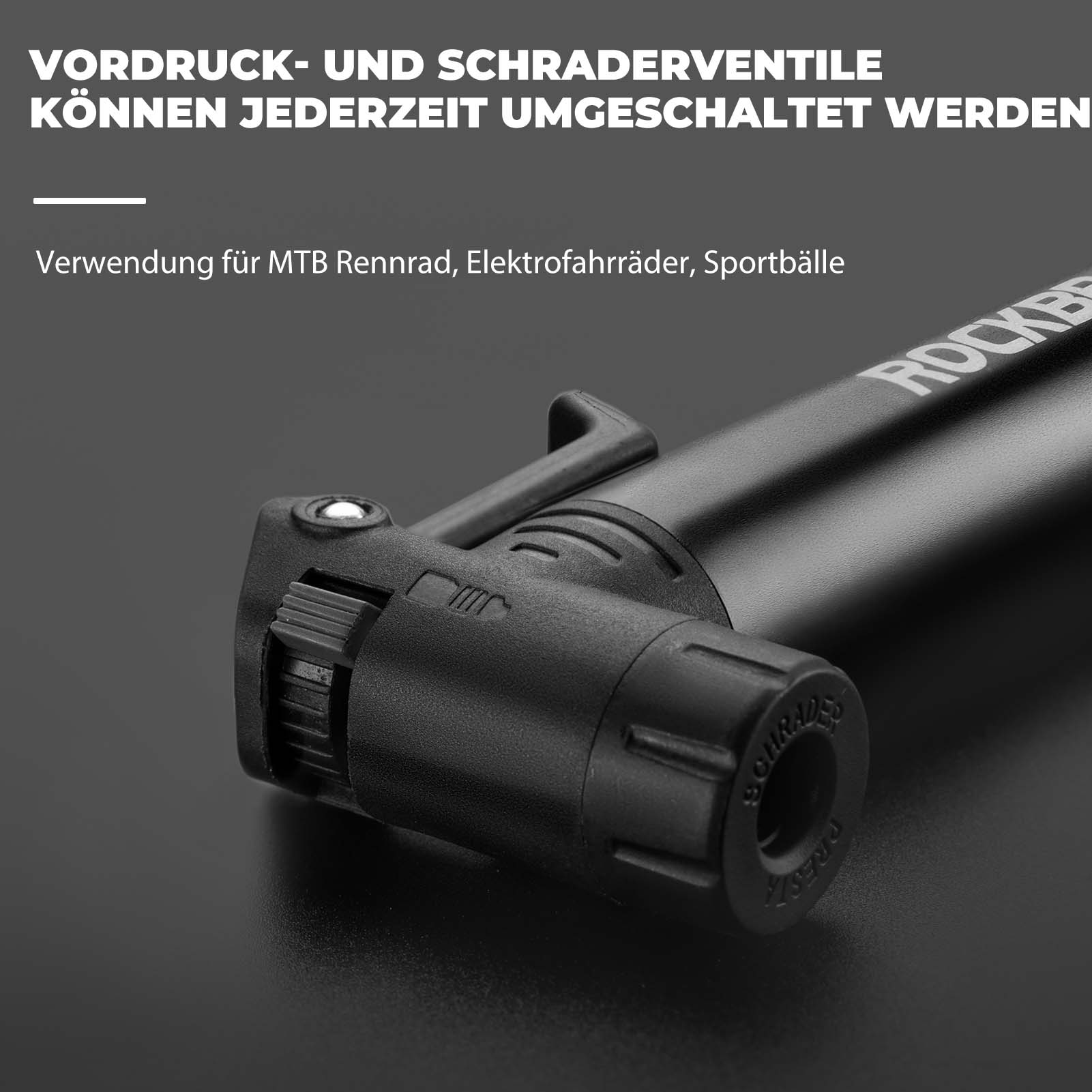 ROCKBROS Mini Fahrrad Luftpumpe mit Ratschenschlüs b8c02f43ccd0