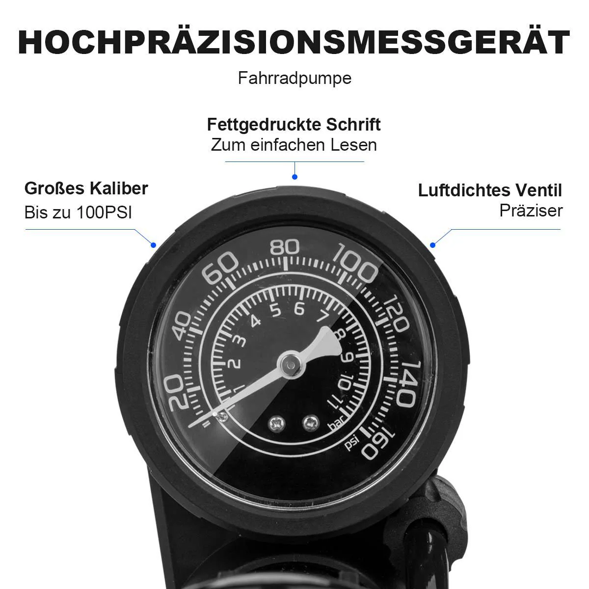 ROCKBROS Mini Fußpumpen Luftpumpe mit Manometer d69663f6bc06