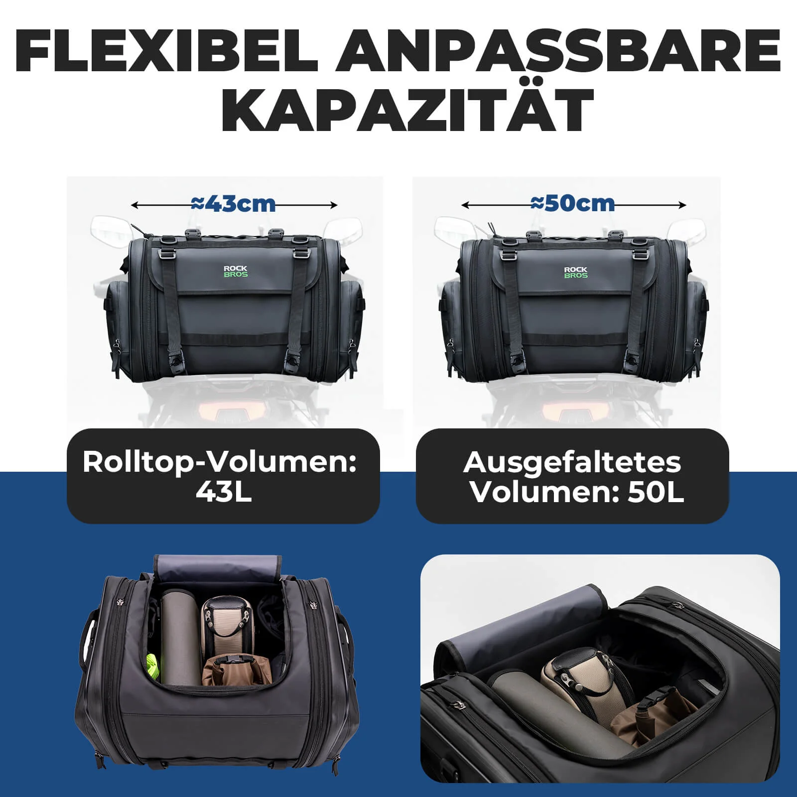 ROCKBROS Motorcycle Bag with Rain Cover Luggage Ba 2bb088746155