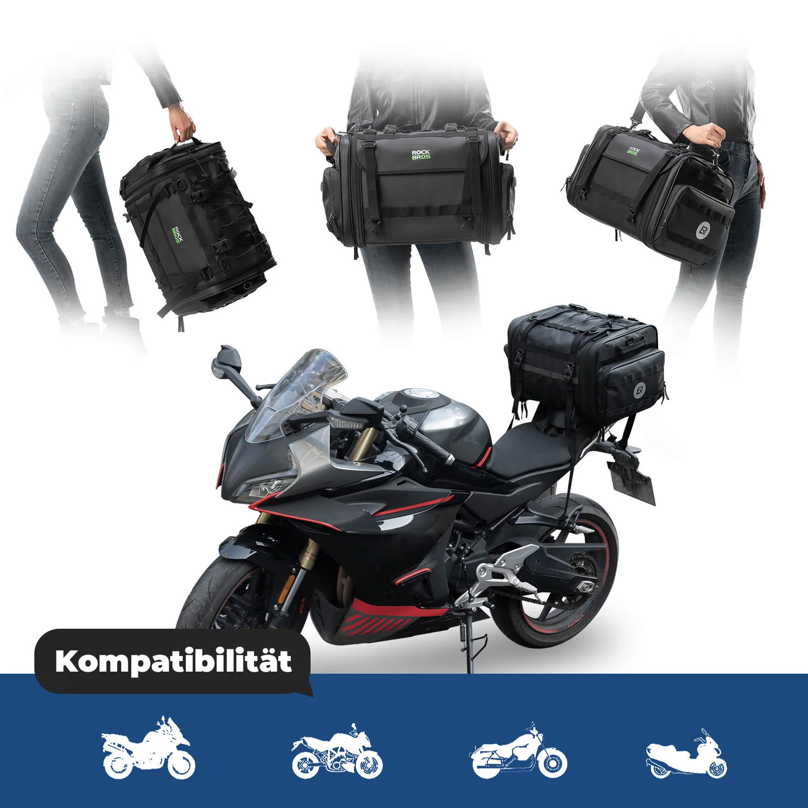 ROCKBROS Motorcycle Bag with Rain Cover Luggage Ba 2de16eb003ea