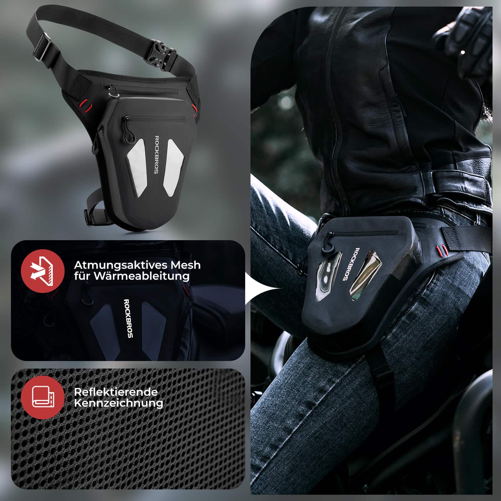 ROCKBROS Motorcycle Leg Bag Leg Bag Hip Bag with S e1e692083063