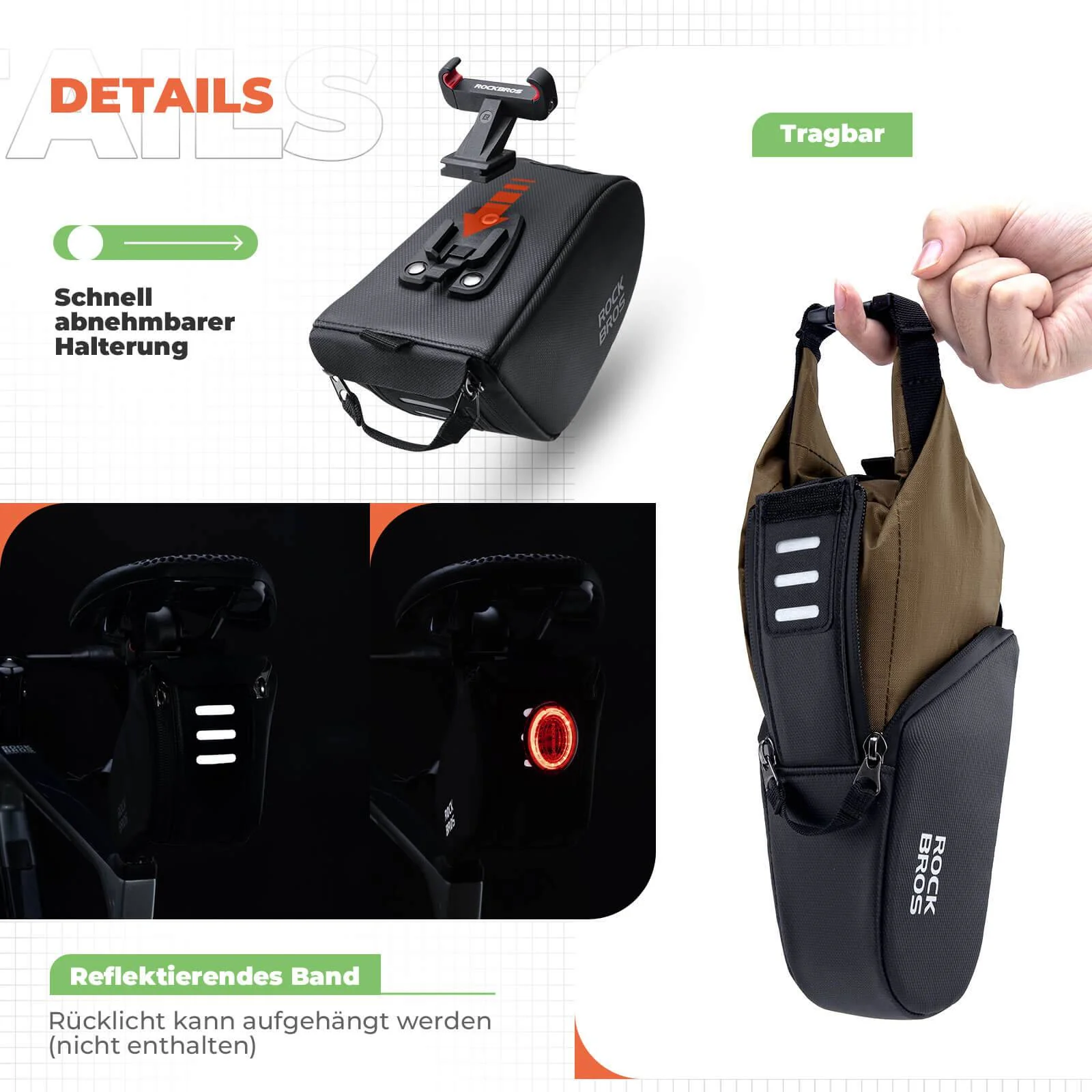 ROCKBROS Saddle Bag Waterproof Bicycle Bag Expanda 6a98a4384f83