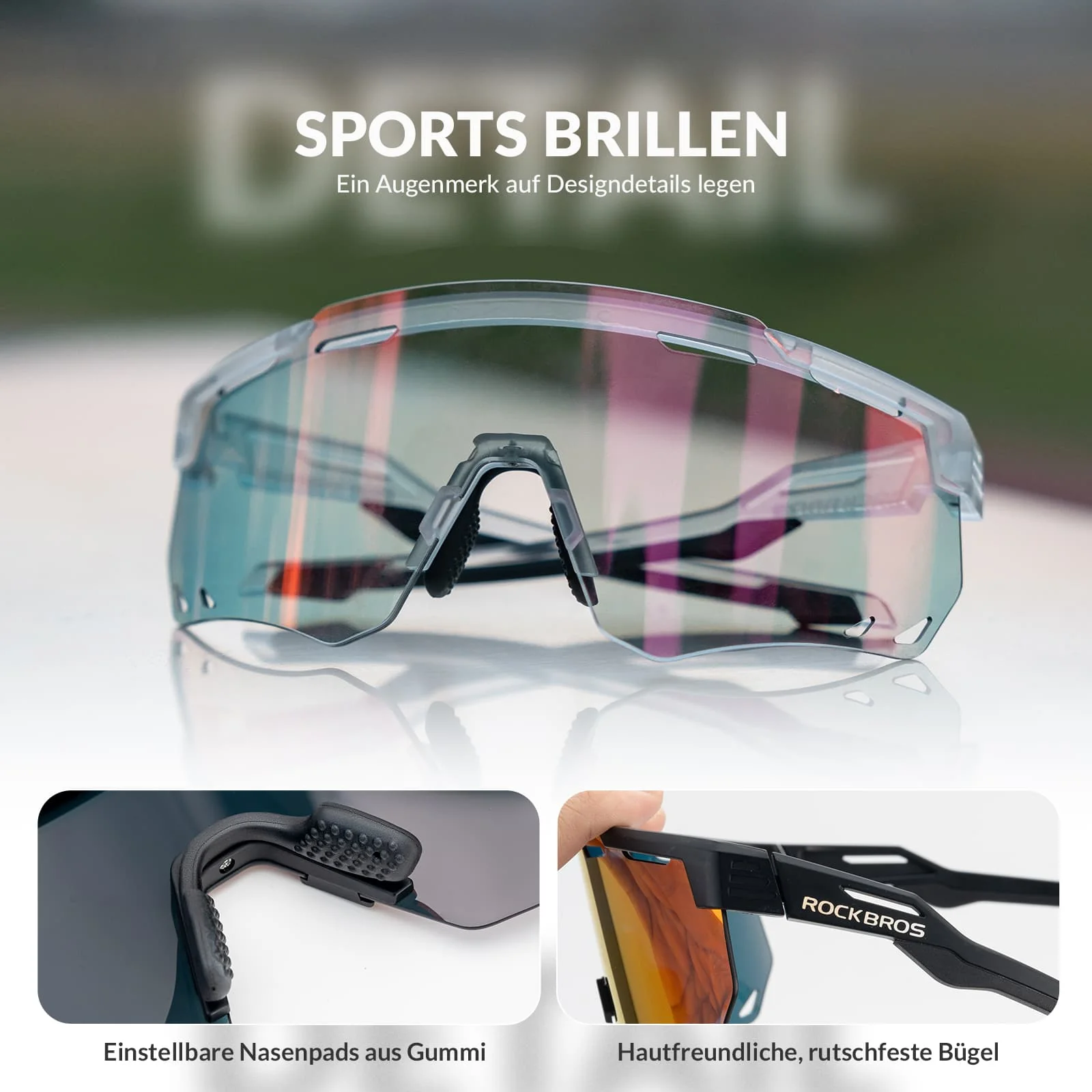 ROCKBROS Ultraleicht Fahrradbrille Selbsttönende S 07f36bd7379e