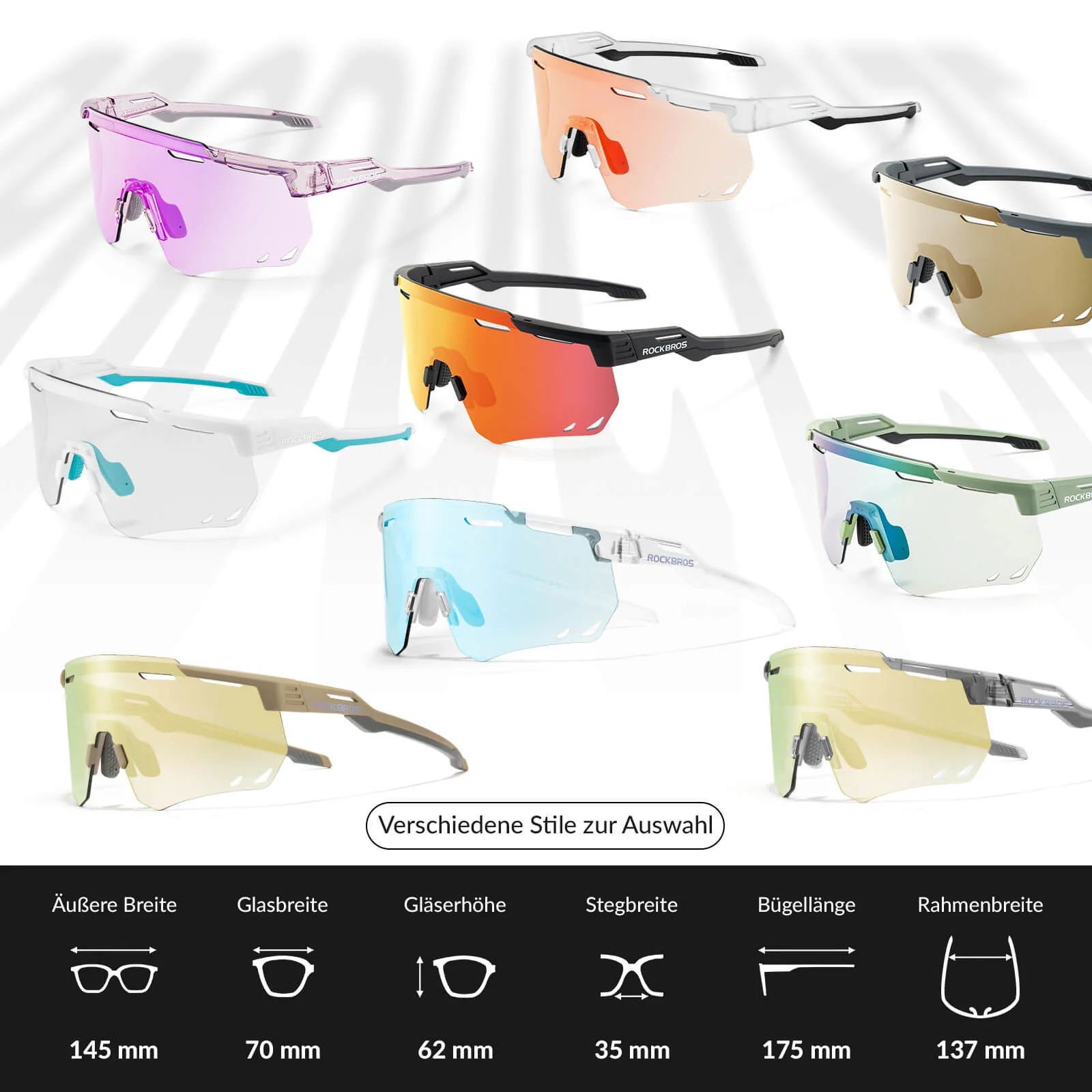 ROCKBROS Ultraleicht Fahrradbrille Selbsttönende S 0aff29f70634