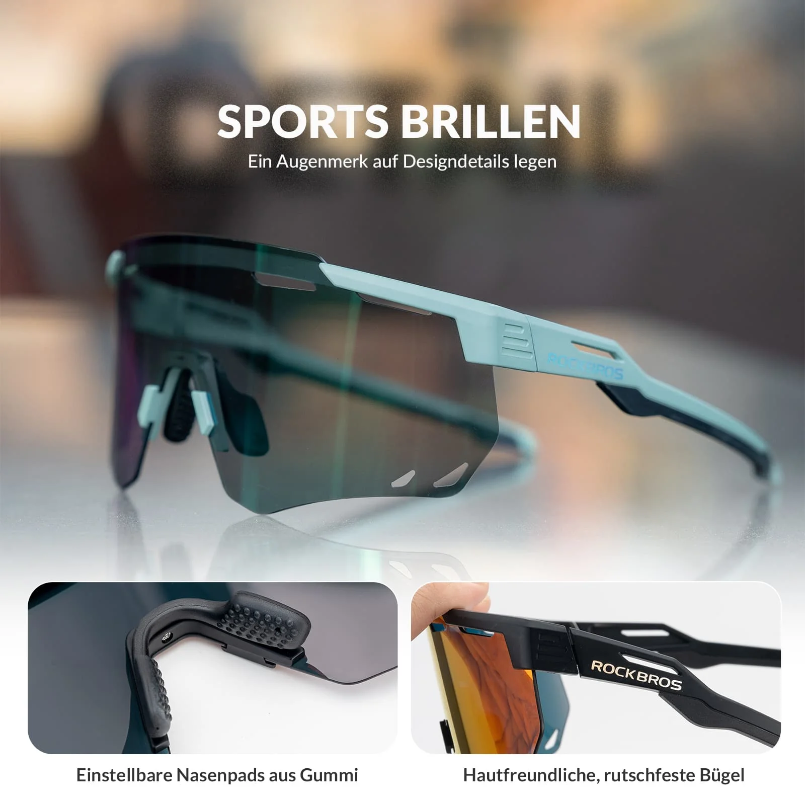 ROCKBROS Ultraleicht Fahrradbrille Selbsttönende S 14f963b6a8e0