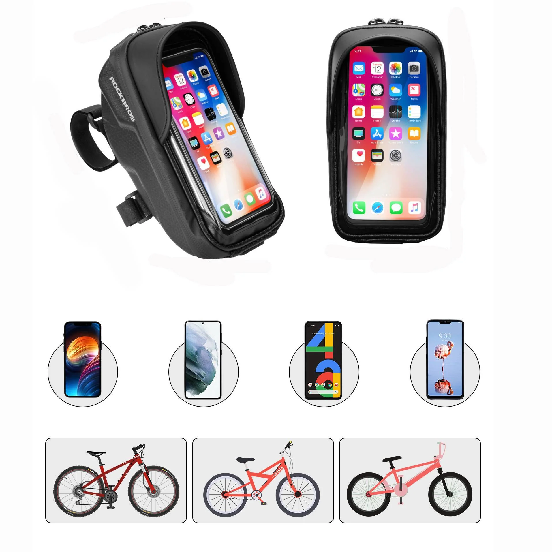 ROCKBROS bicycle handlebar bag mobile phone holder f24a353700fd