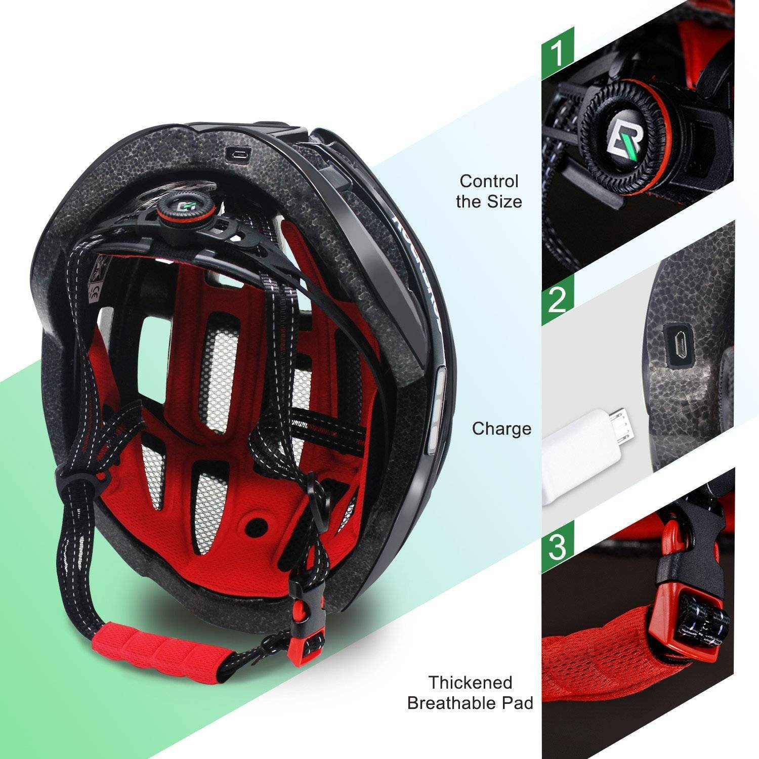 ROCKBROS bicycle helmet with headlight and safety  23b125c39f07