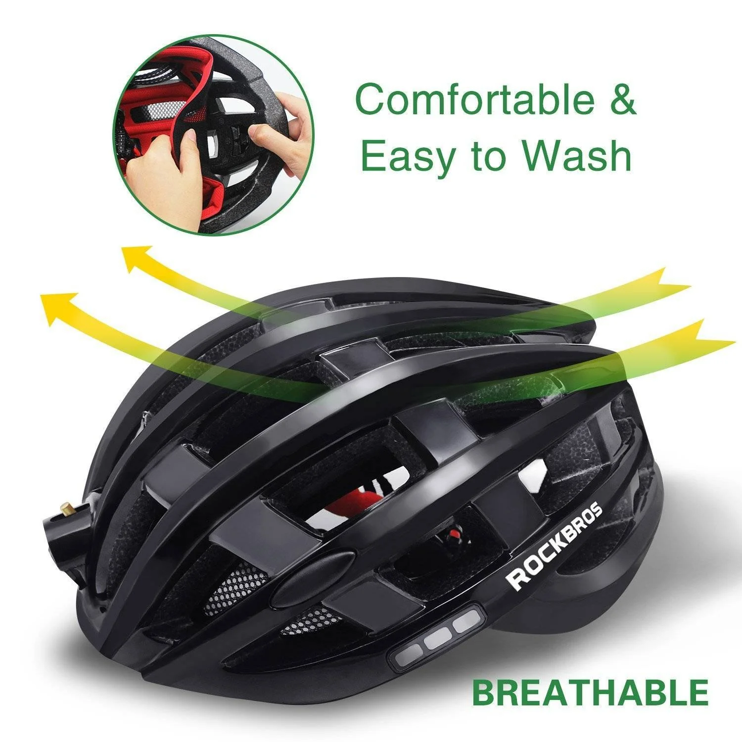 ROCKBROS bicycle helmet with headlight and safety  3d93585f9033