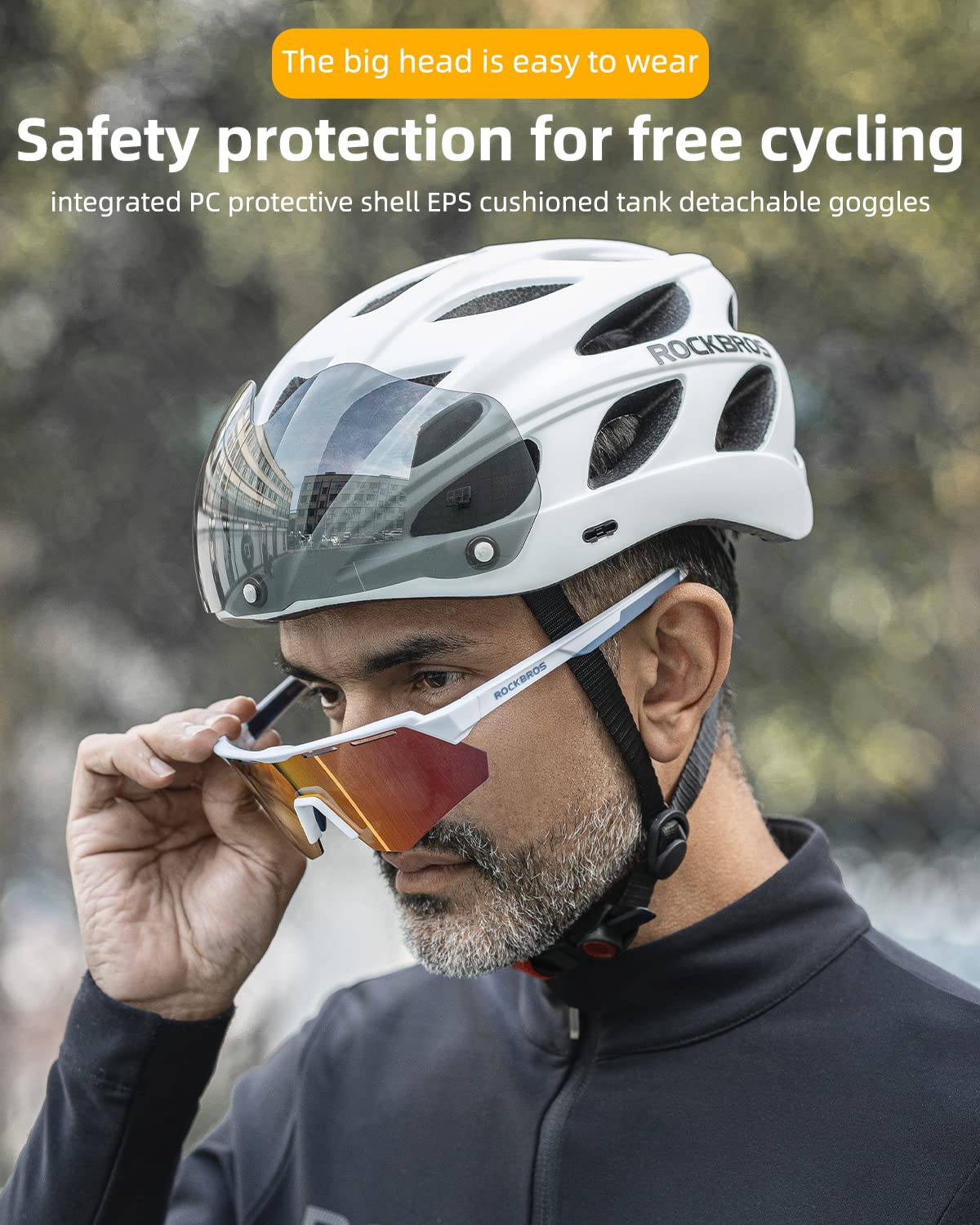 ROCKBROS bicycle helmet with integrated removable  ab6984b3003b