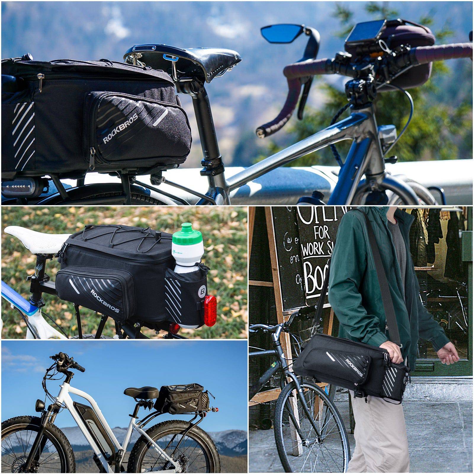 ROCKBROS bicycle luggage rack bag black 9 12L with 349fe30c3d80