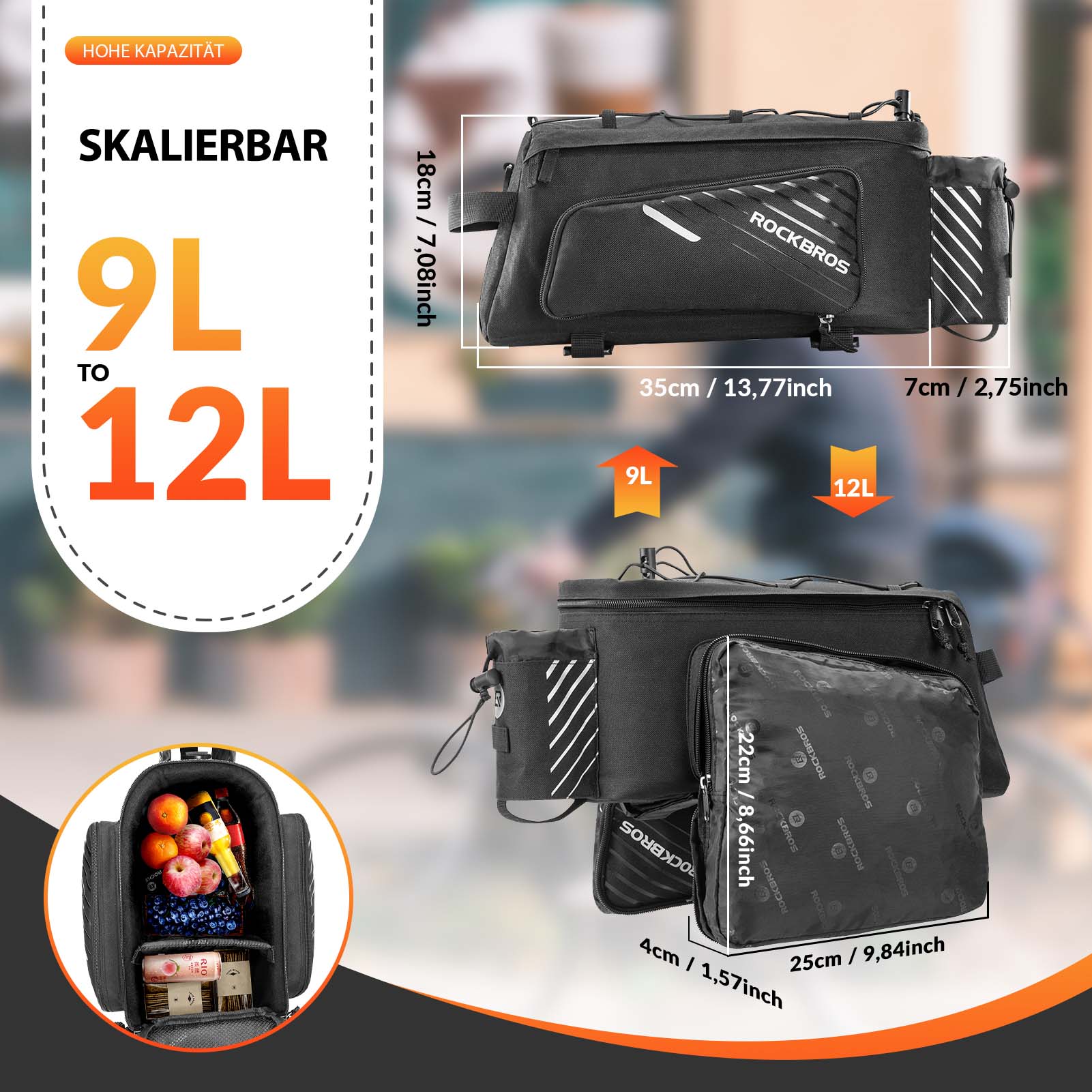 ROCKBROS bicycle luggage rack bag black 9 12L with b7dcb9b313a1