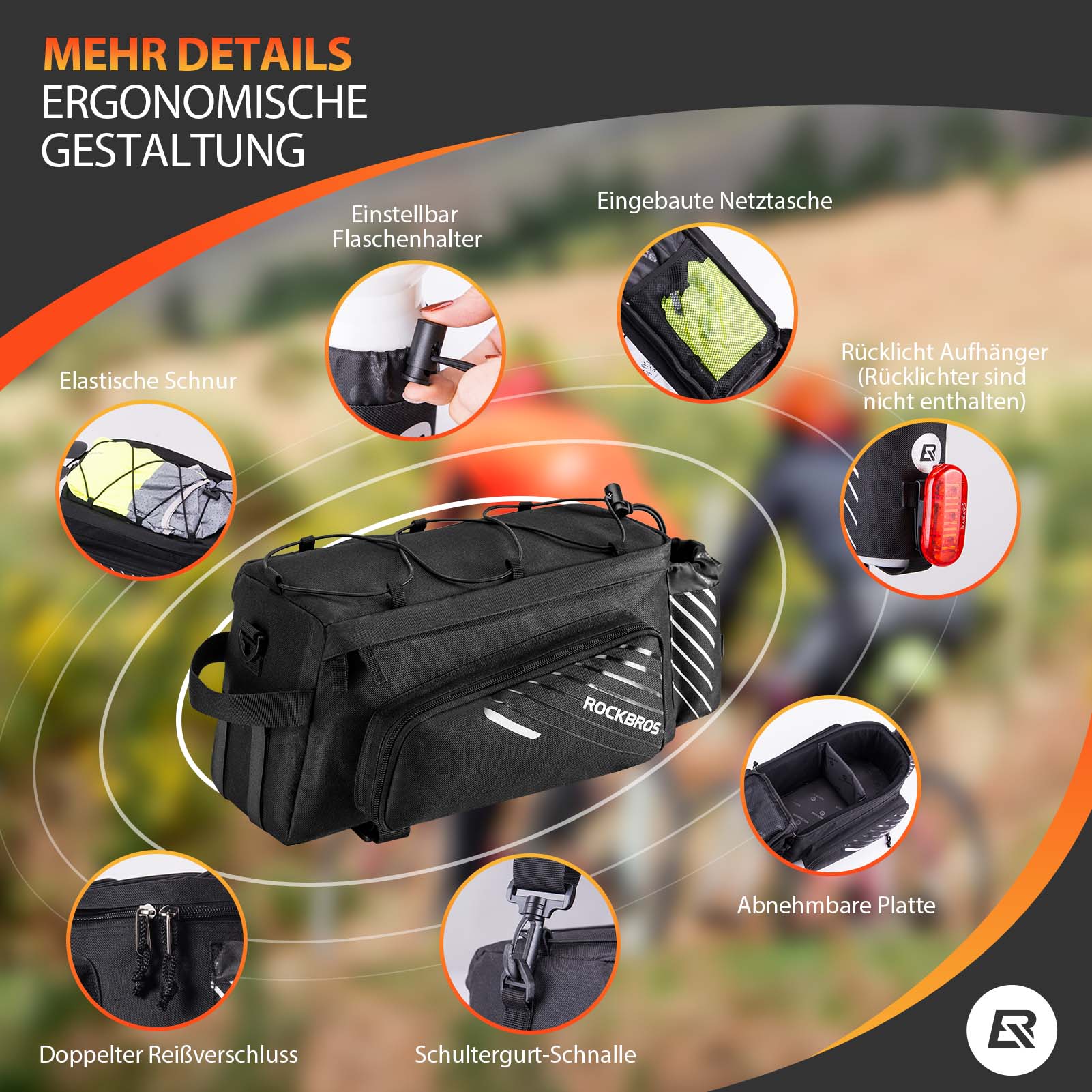 ROCKBROS bicycle luggage rack bag black 9 12L with cf184d715b3d