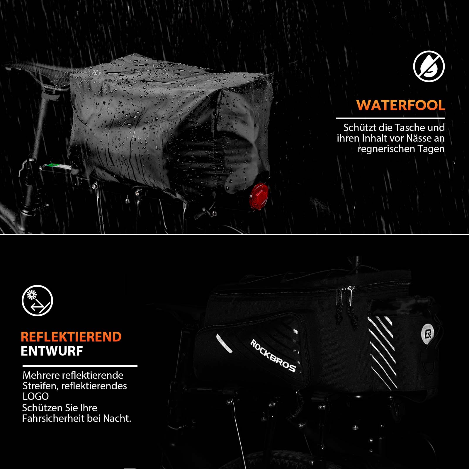 ROCKBROS bicycle luggage rack bag black 9 12L with dfd42f04b0a2