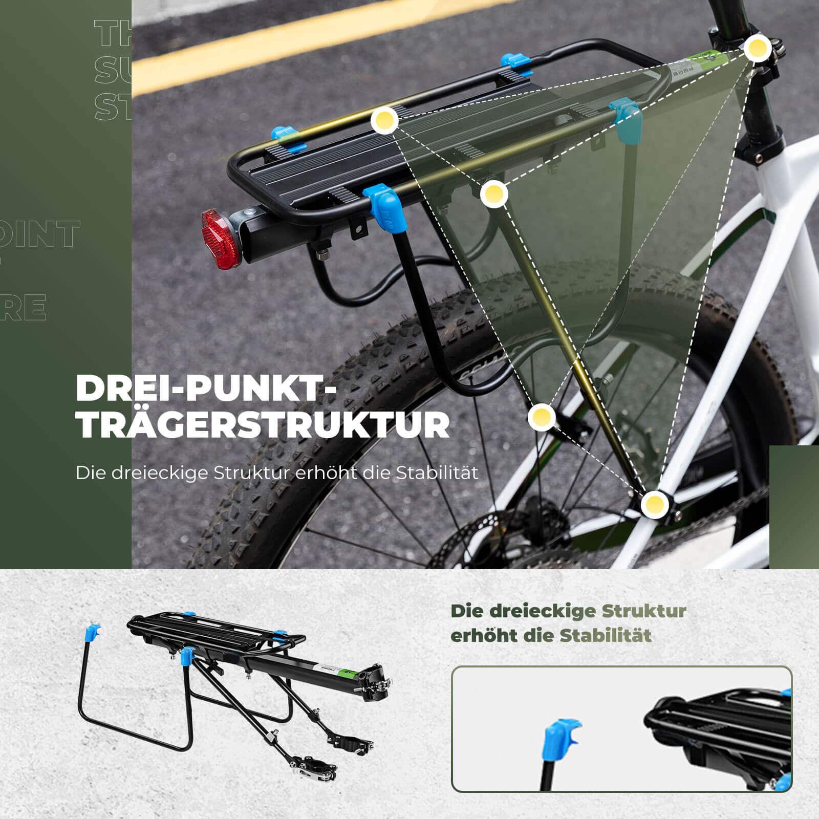 ROCKBROS bicycle luggage rack with reflector and q ac12bffc2f9f