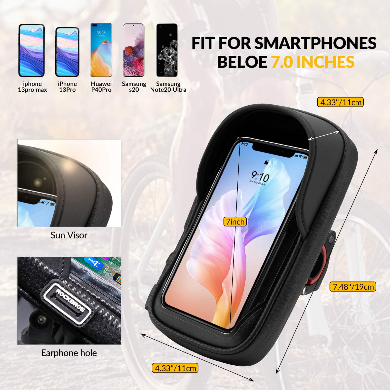 ROCKBROS handlebar bag 360  rotation mobile phone  65a3528f54b5