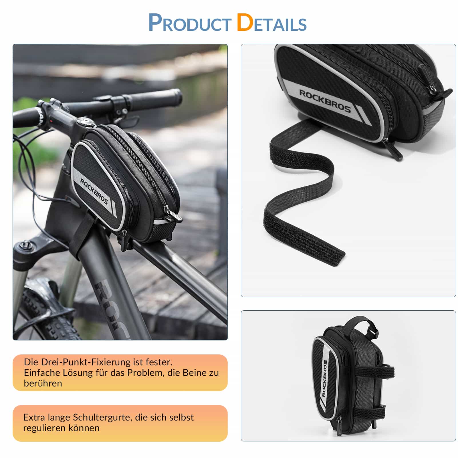ROCKBROS top tube bag with reflective  amp  2 side 7a5623b4e80b