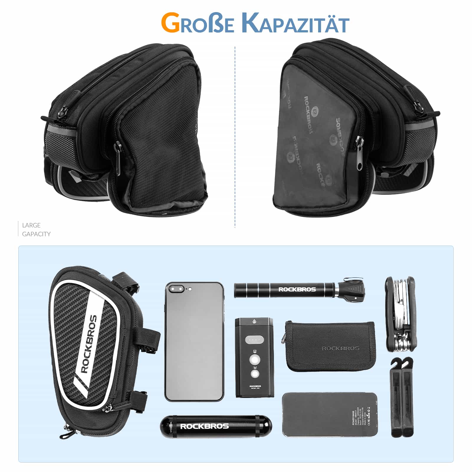 ROCKBROS top tube bag with reflective  amp  2 side c9d06bec3a60