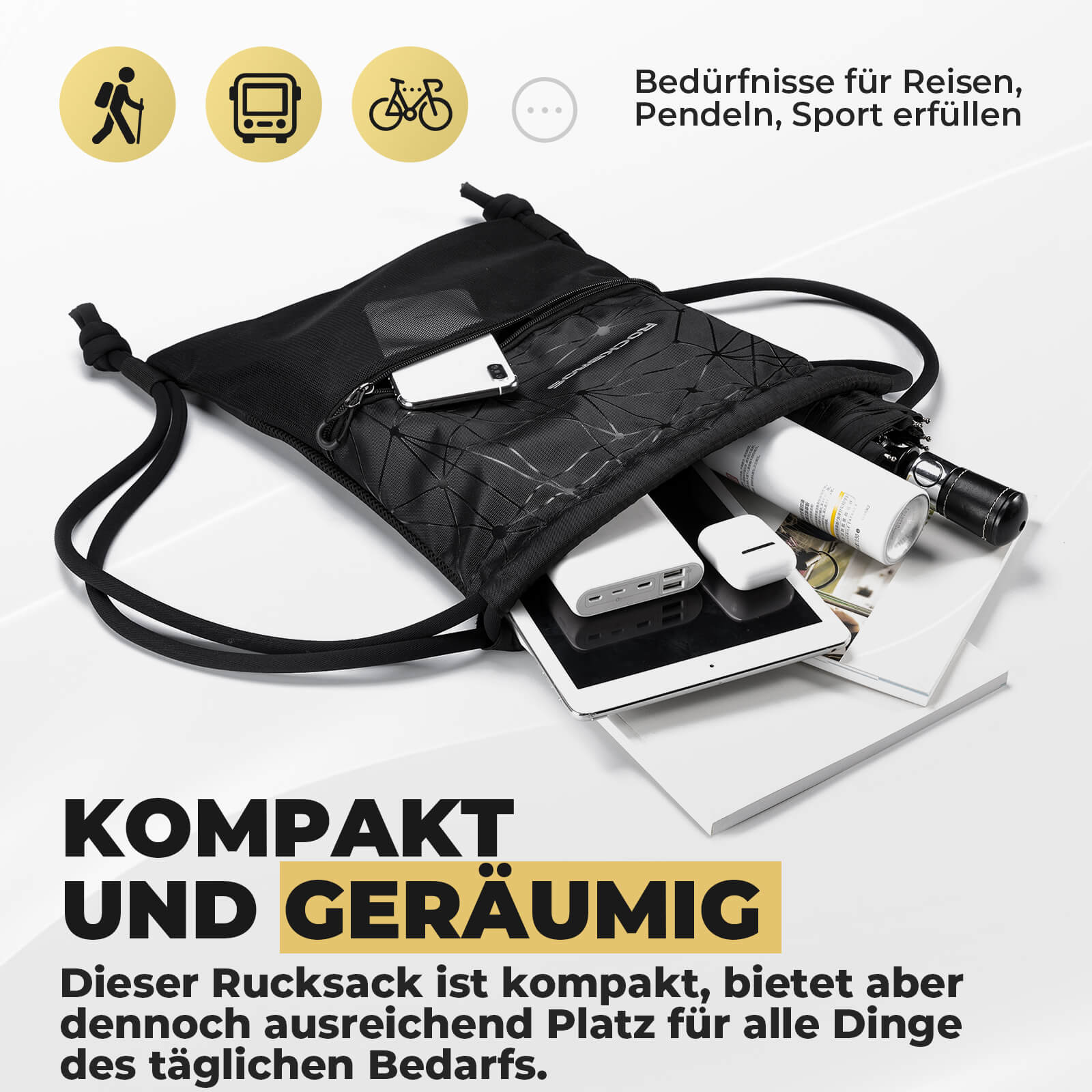 Rucksack mit Kordelzug Turnbeutel Kordelzugbeutel  805b1ccb4ad6