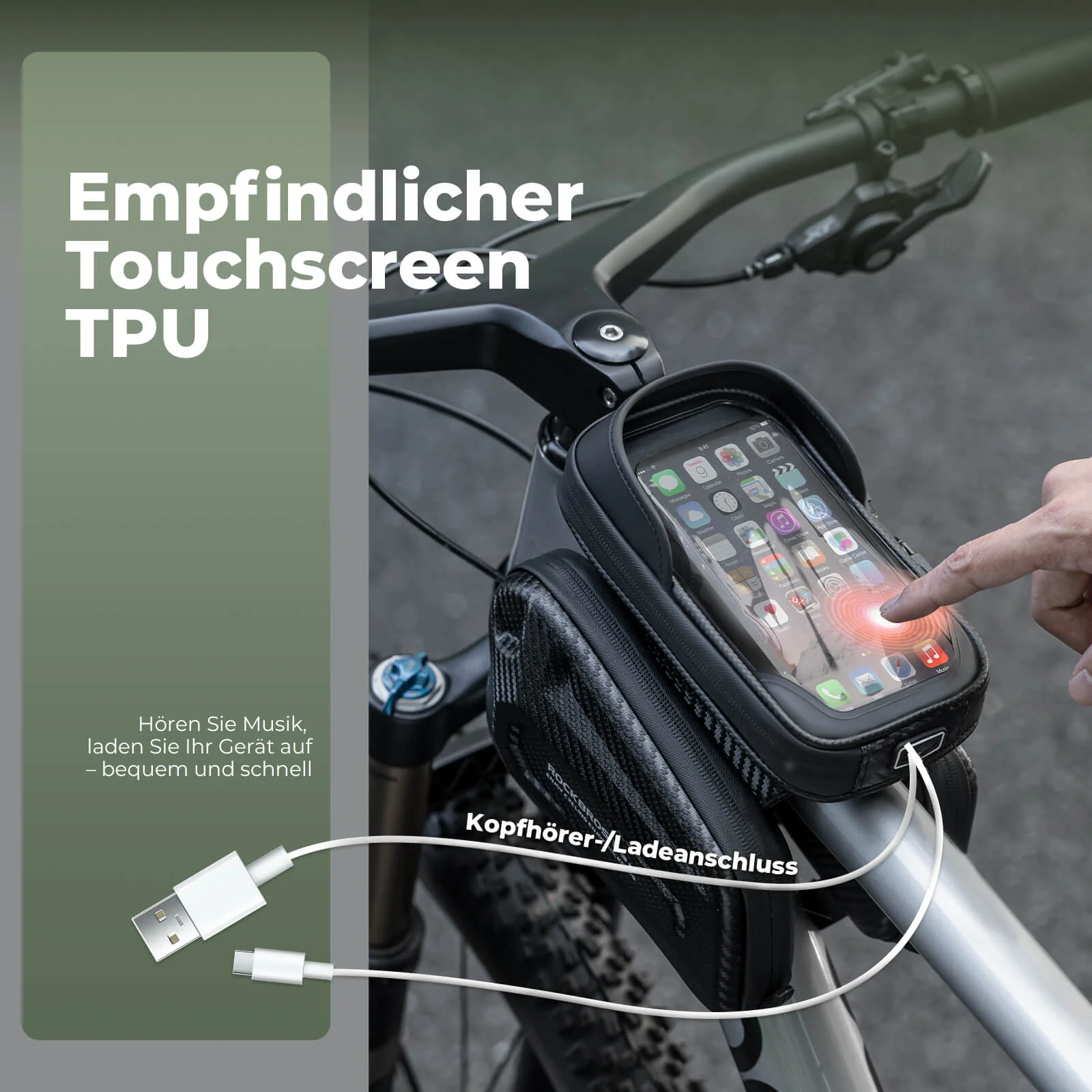 Top tube bag for smartphone with light protection  c7126fbbaeda