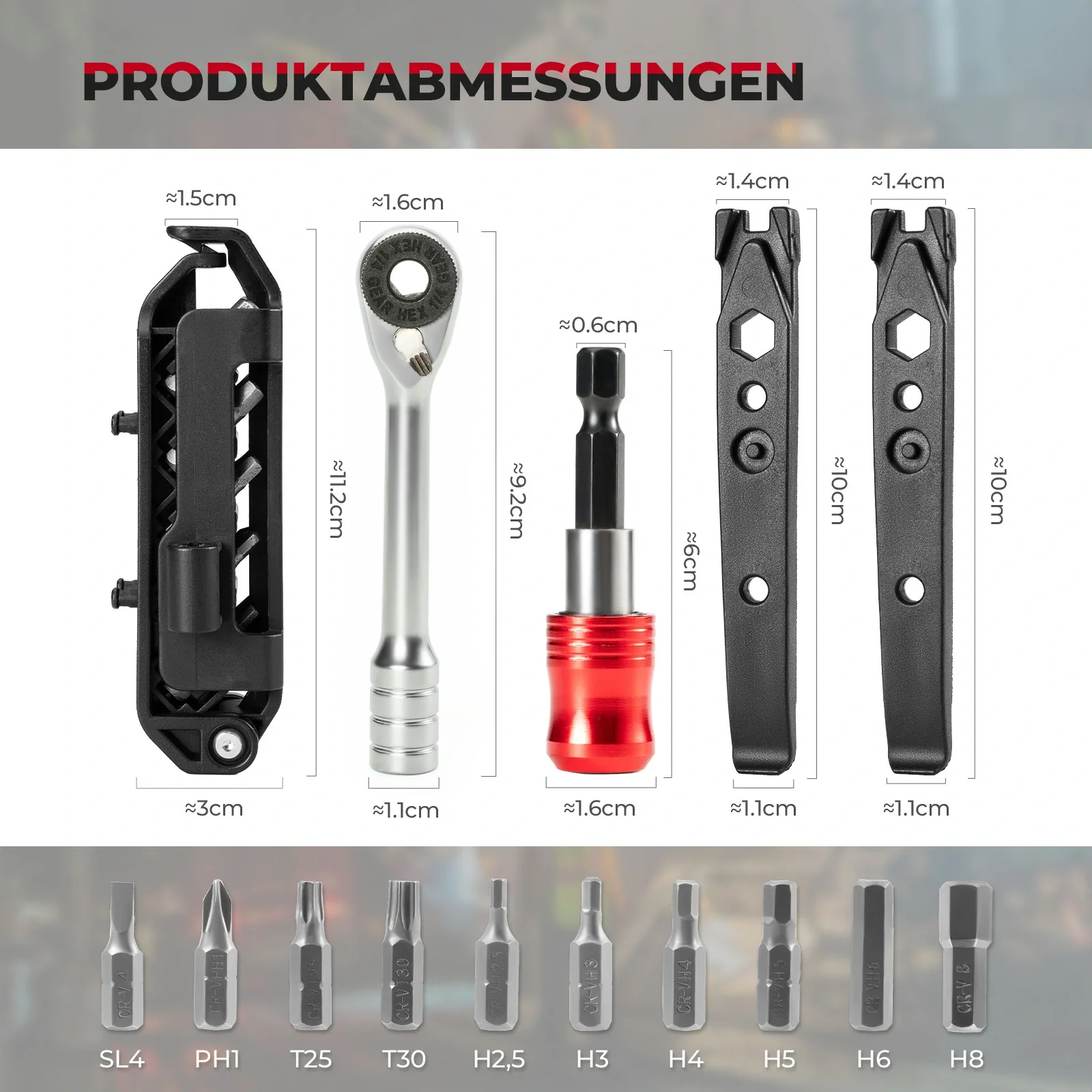 10 in 1 Fahrrad Multitool mit Ratsche und Reifenhe e39fe7e6a9d1