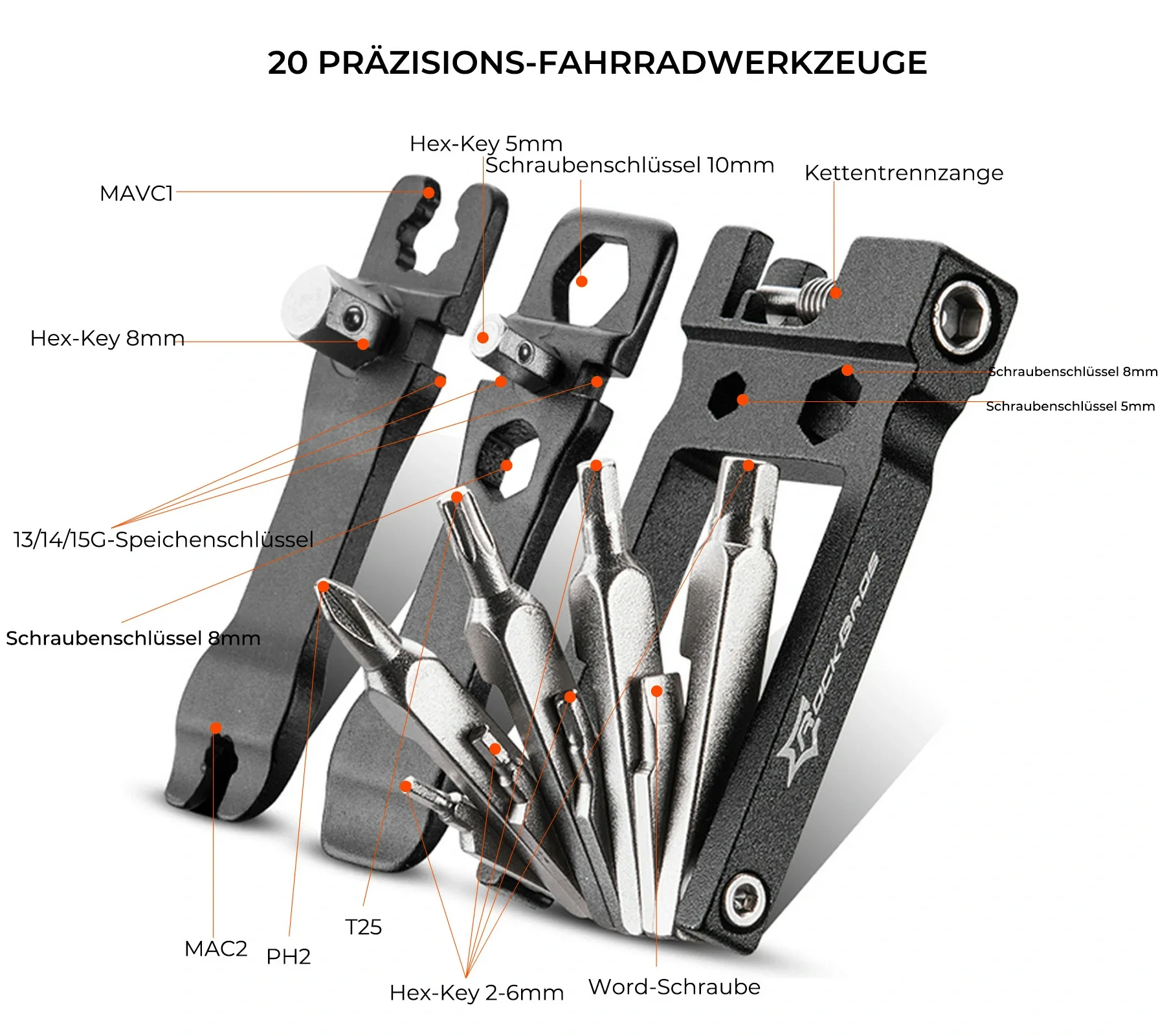 Fahrrad Multifunktionswerkzeug 20 in 1 Multitools  7e05ebaf97b4