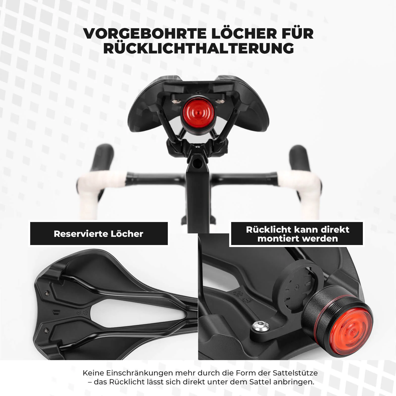 Fahrradsattel Wasserdicht bereit für Rücklichtmont fd35f37059bc
