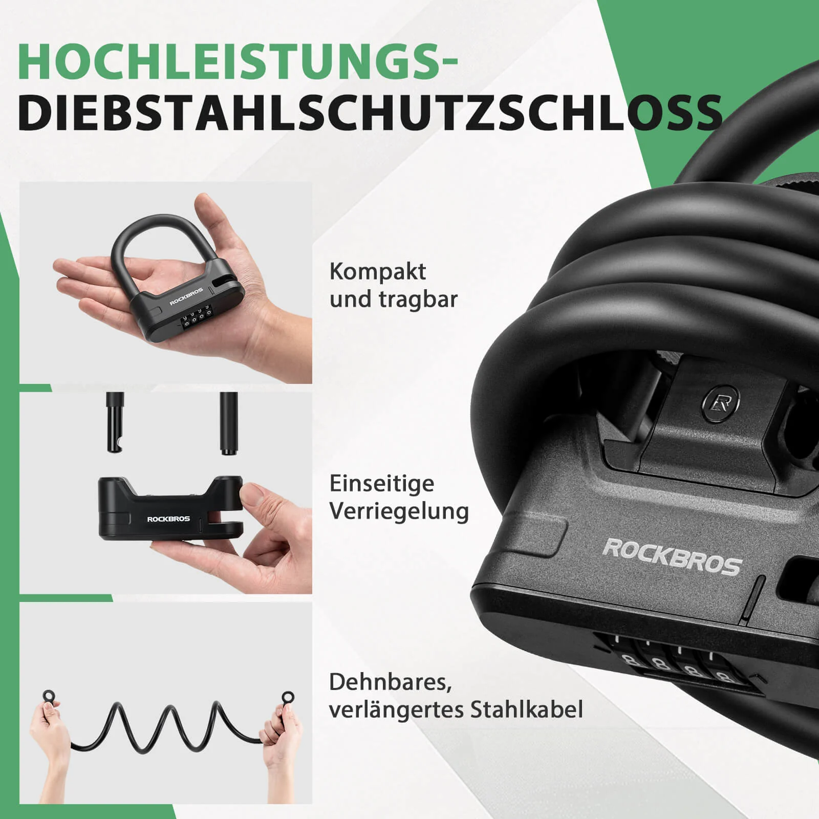 Fahrradschloss Zahlenschloss U Bügelschloss mit Ka 32d194dbc3d1