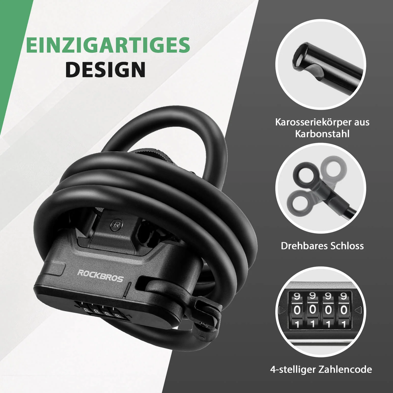 Fahrradschloss Zahlenschloss U Bügelschloss mit Ka da2ab4add540