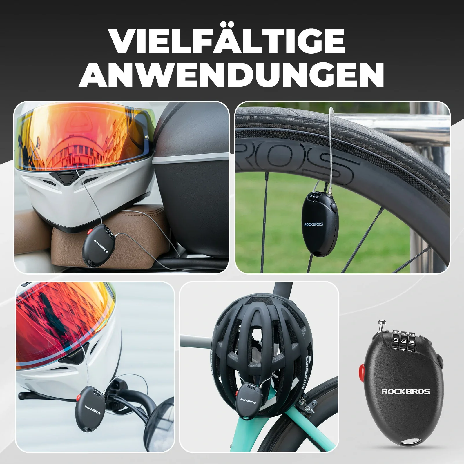 Fahrradschloss mit 3 Zahlencode  60cm Stahlseil Sc c726c8cc3a7b