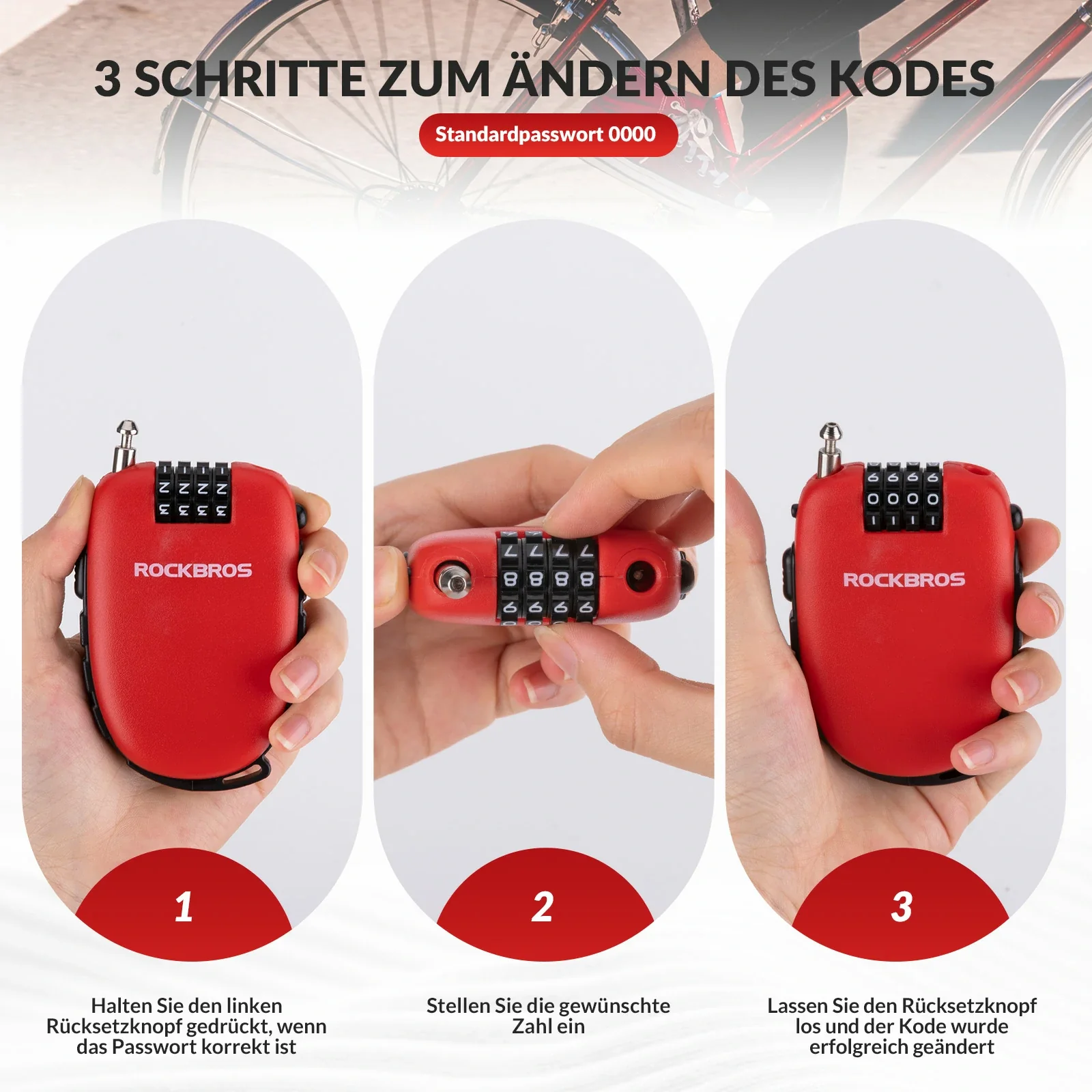 Fahrradschloss mit 4 stelligem Zahlencode 94cm  20e26a60e97f