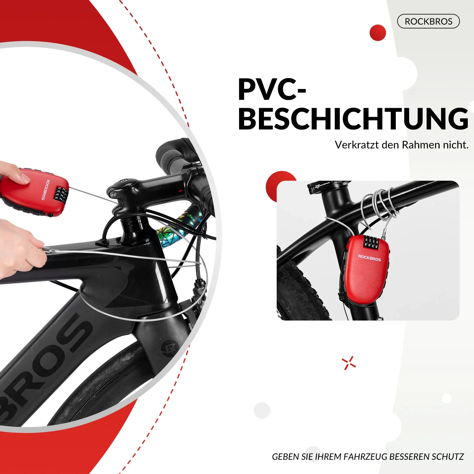 Fahrradschloss mit 4 stelligem Zahlencode 94cm  9c18c8980486