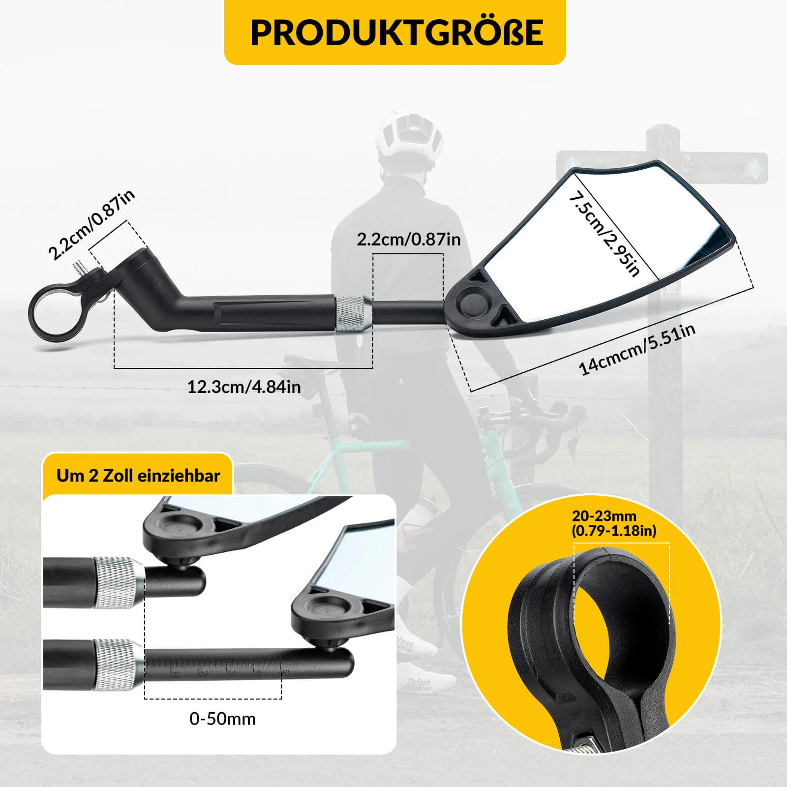 Fahrradspiegel Rückspiegel 360 Drehbar Klappbar fü 01caa1e6b7fd