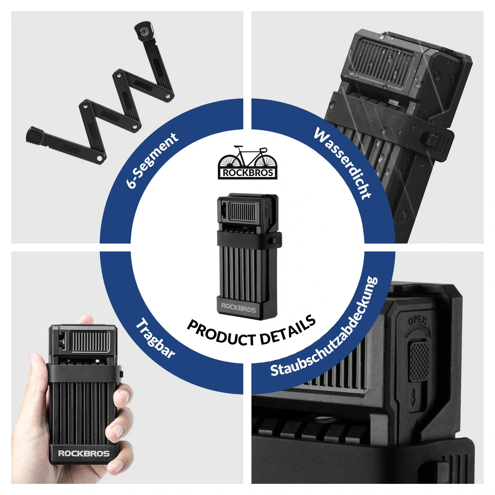 Faltschloss Fahrrad 65cm Fahrradschloss mit Halter ace9fc8932da