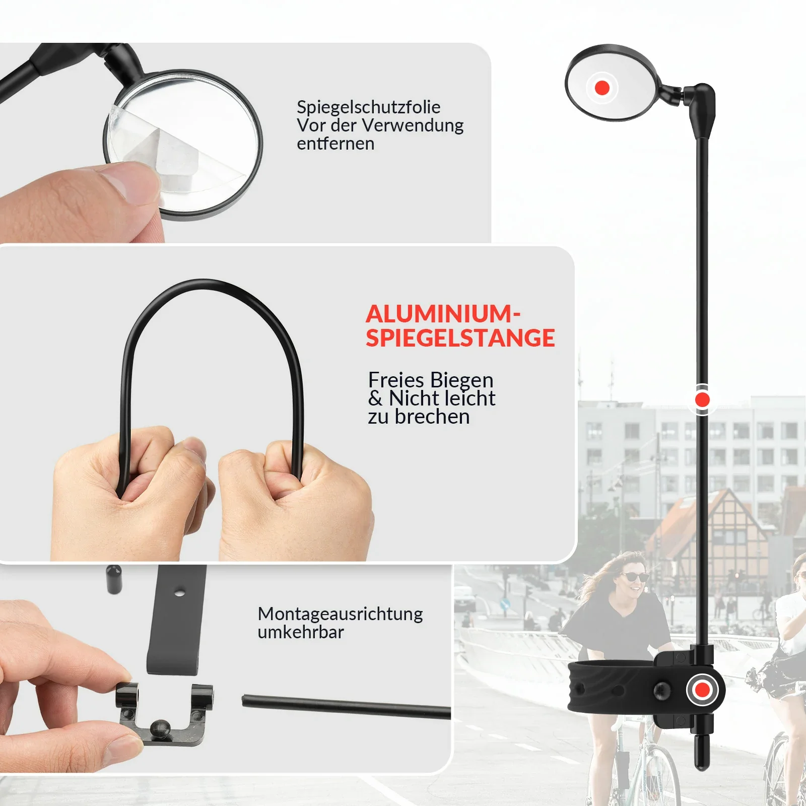 Helmspiegel  Fahrradspiegel für Helm 360 Grad Vers c51c6b462c06