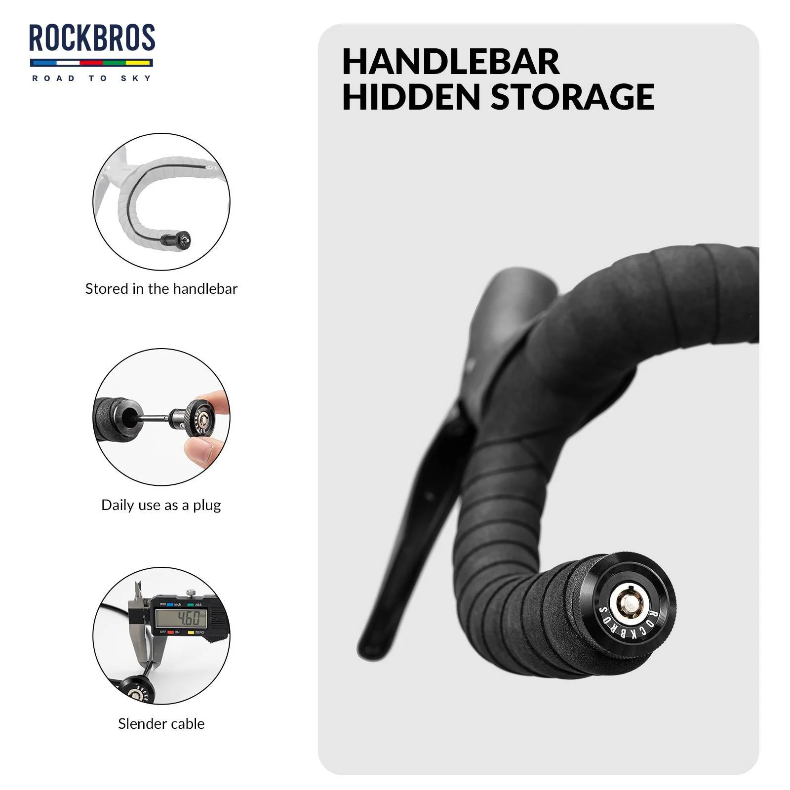 ROAD TO SKY Fahrrad Mini Kabelschloss mit Lenkerst 70ff5ab7cdec