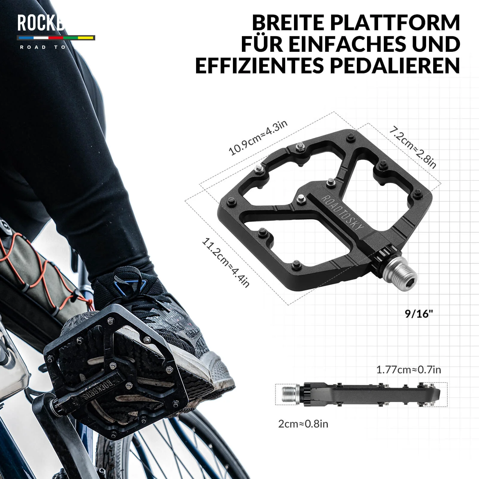 ROAD TO SKY Platform Fahrradpedale 9 16 Zoll Rutsc 369934425644
