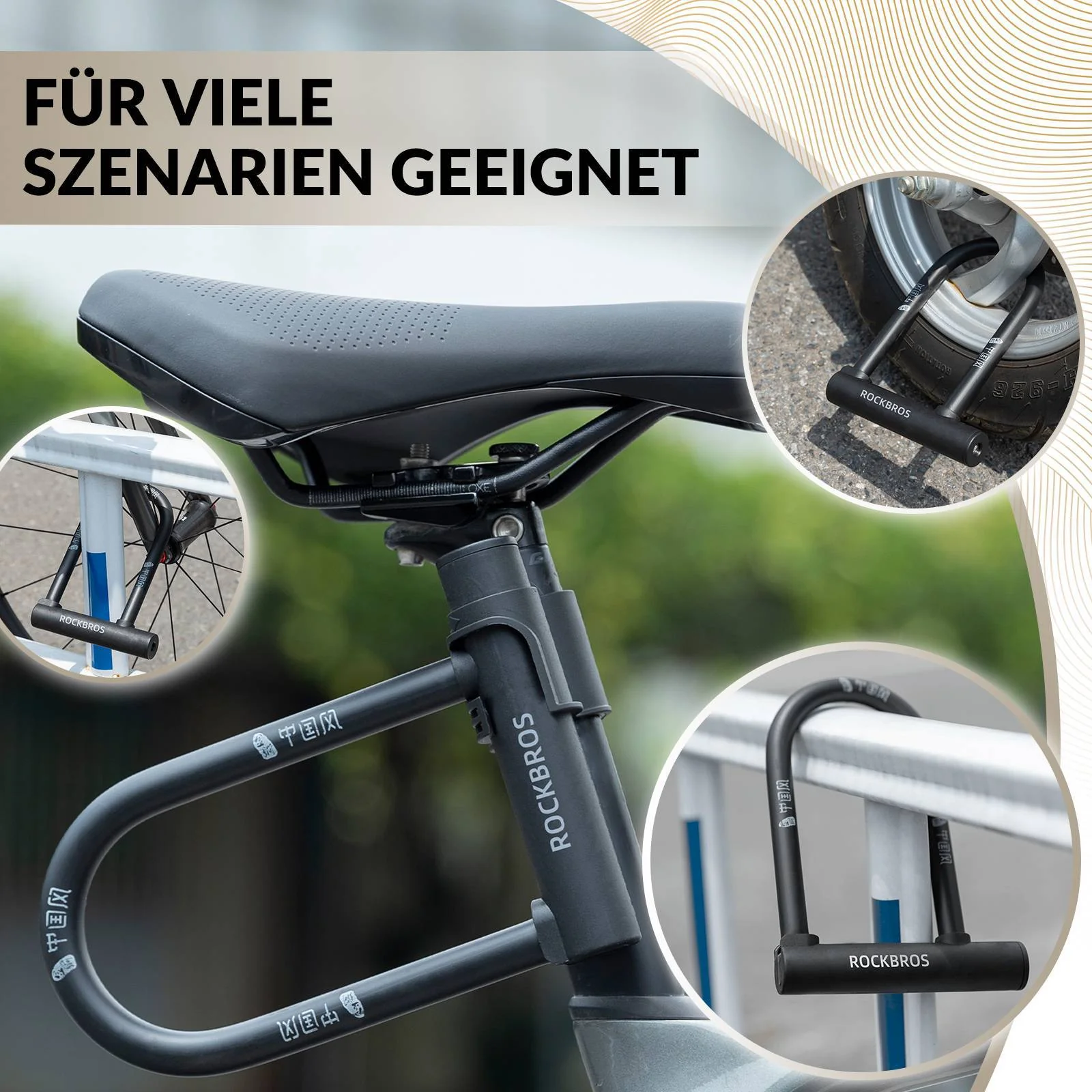 ROCKBROS Bügelschloss Fahrradschloss Hohe Sicherhe 0cbea6cc46c3