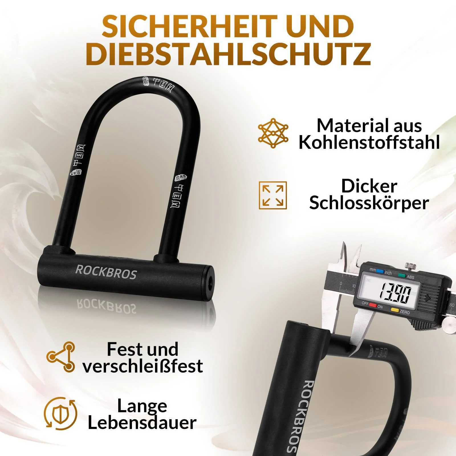 ROCKBROS Bügelschloss Fahrradschloss Hohe Sicherhe 9ee57c9c97e2