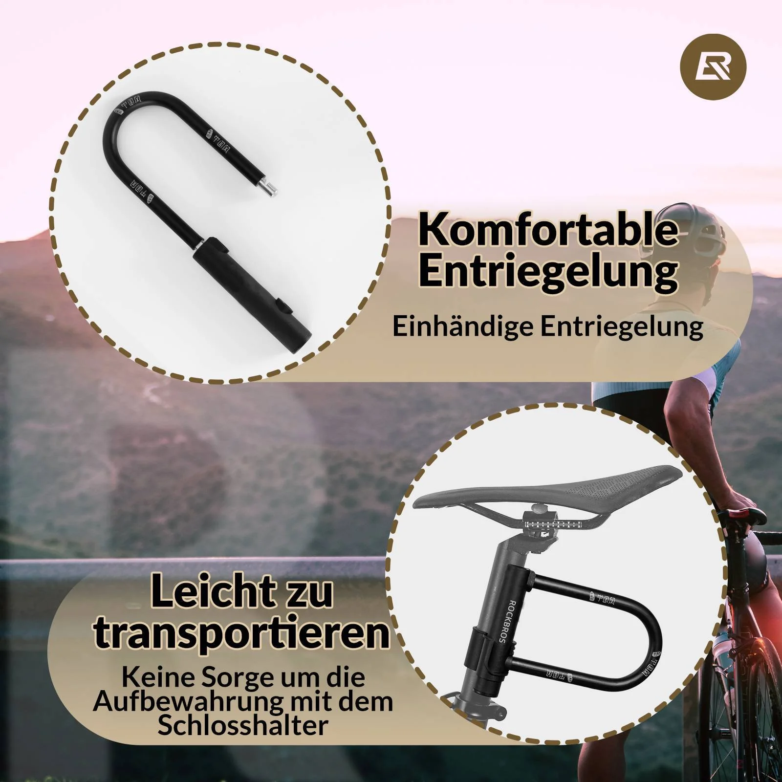 ROCKBROS Bügelschloss Fahrradschloss Hohe Sicherhe b5eba3fdd09c