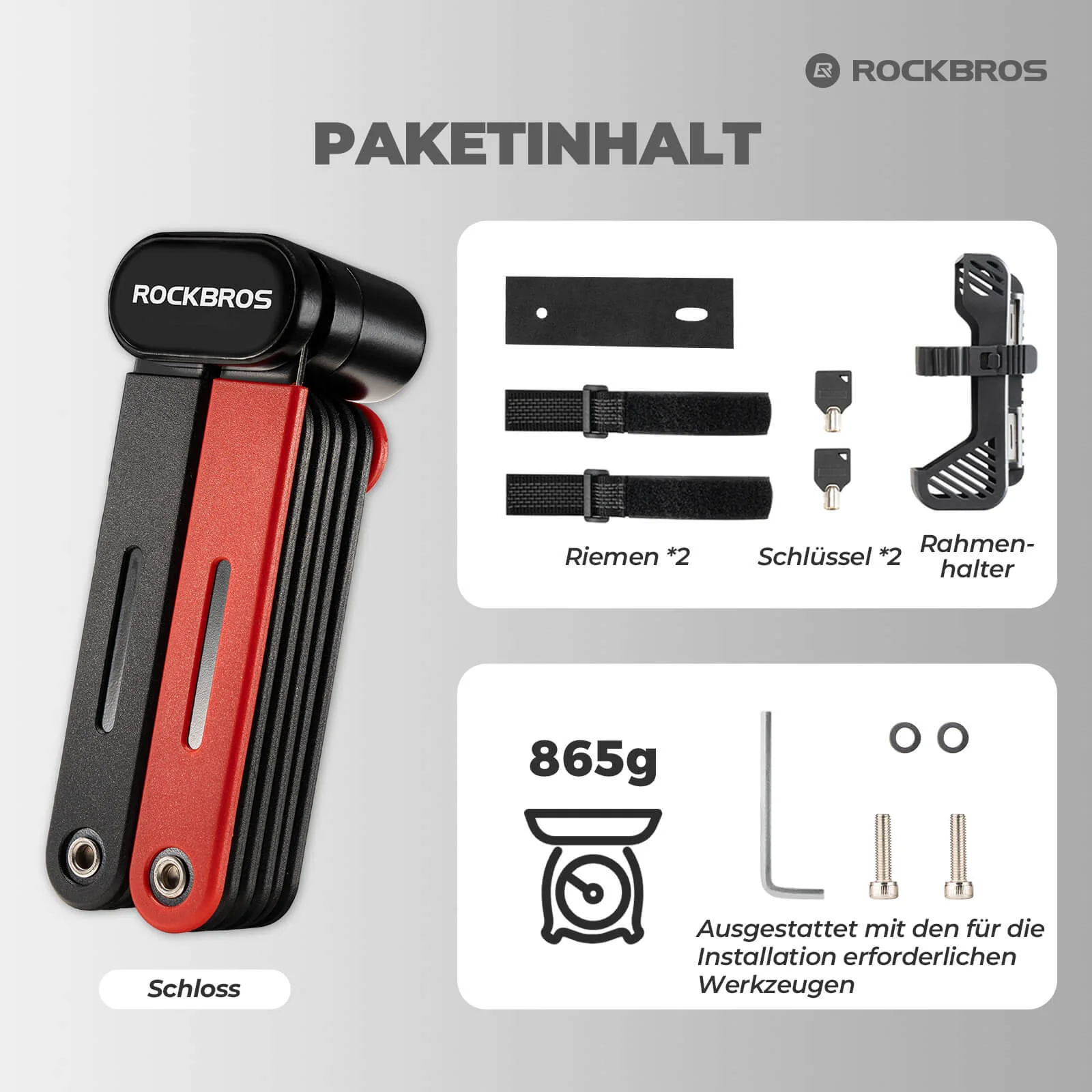ROCKBROS Fahrrad Klapp Fahrradschloss Robust Diebs ccdd9d6e90ea