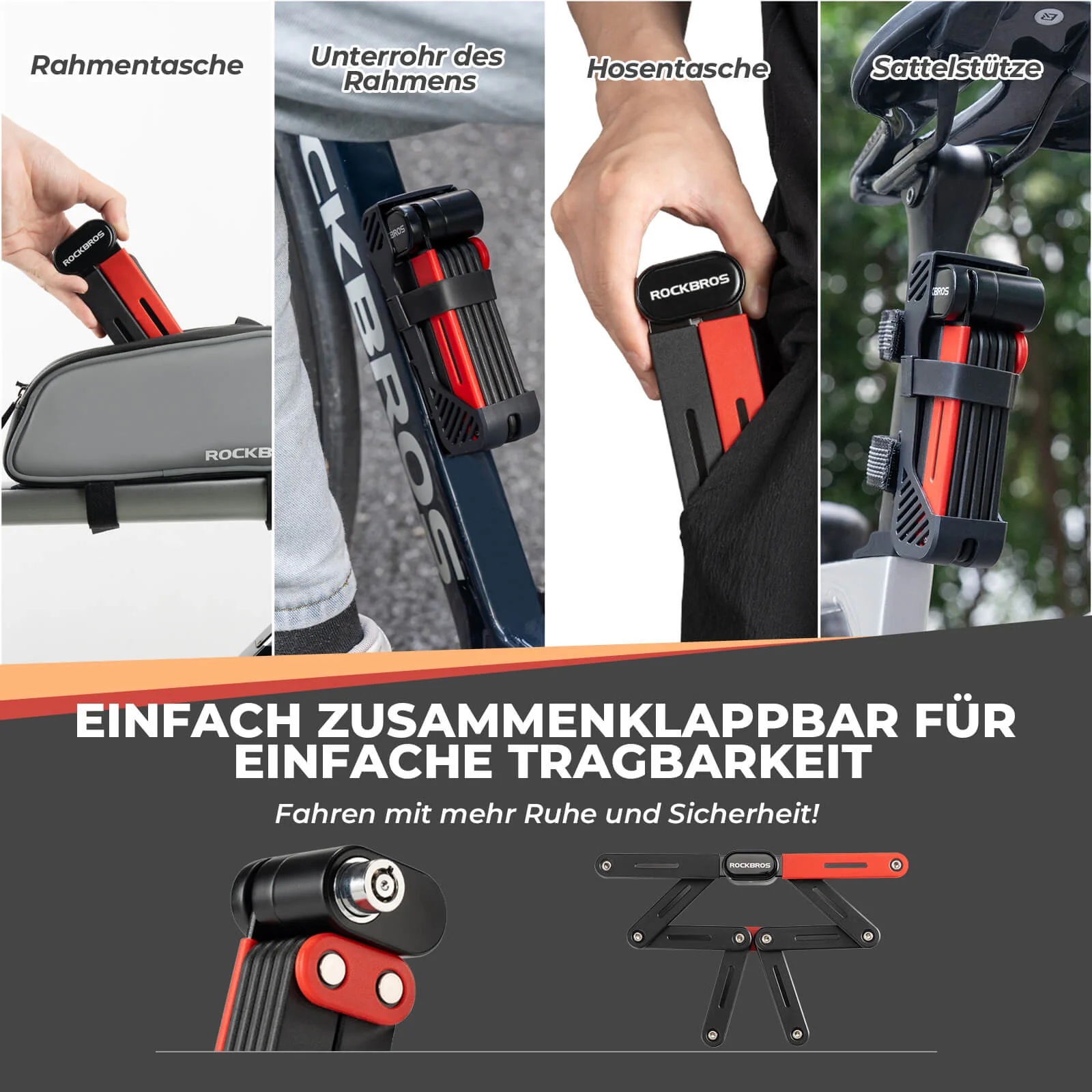 ROCKBROS Fahrrad Klapp Fahrradschloss Robust Diebs d5cd9e5d47a2