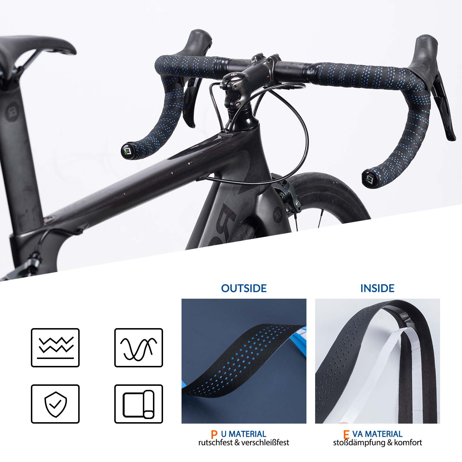 ROCKBROS Fahrrad Lenkerband für MTB Rennrad Standa 26a2508d2f8d