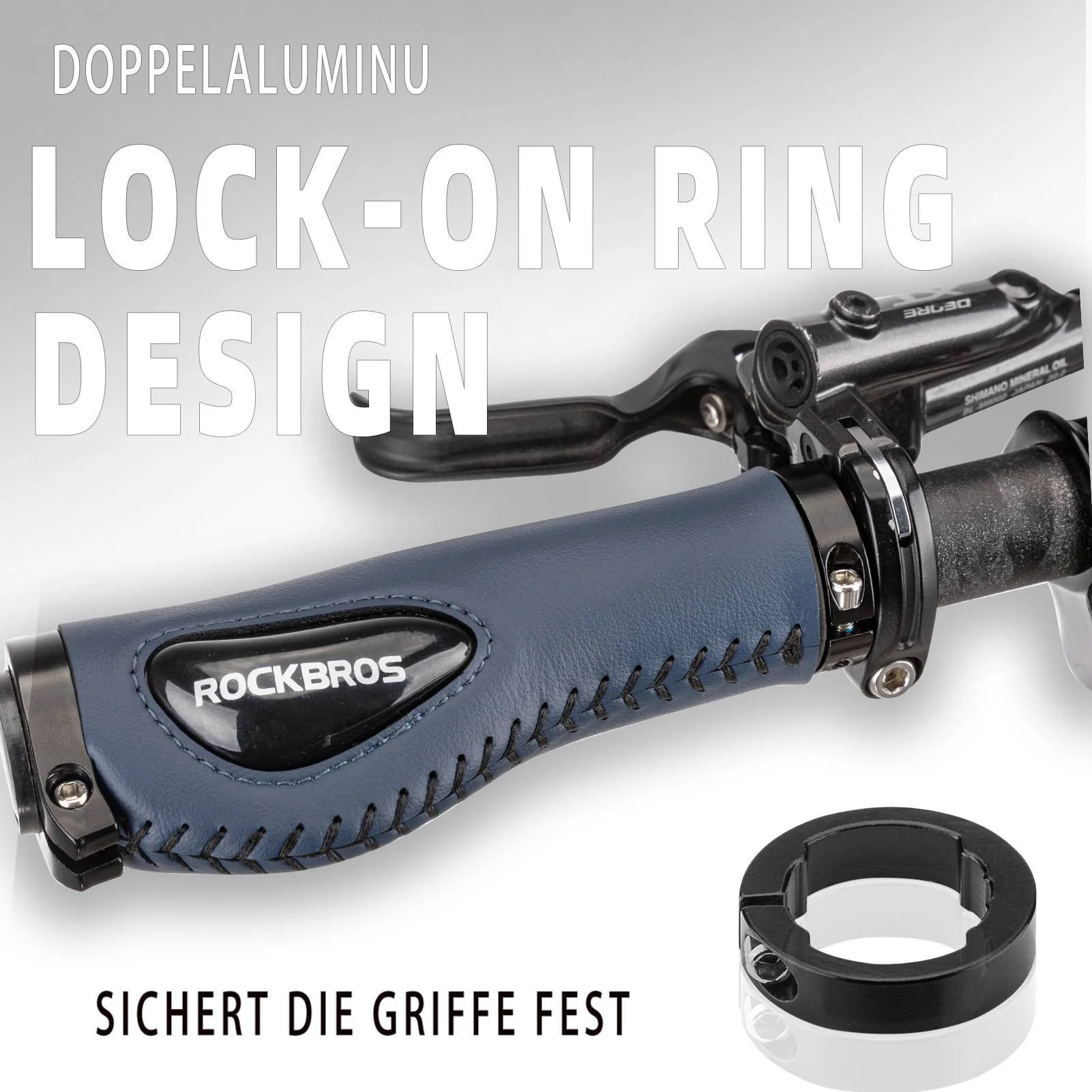 ROCKBROS Fahrradgriffe Ledergriffe für Lenker mit  1f84064161fa