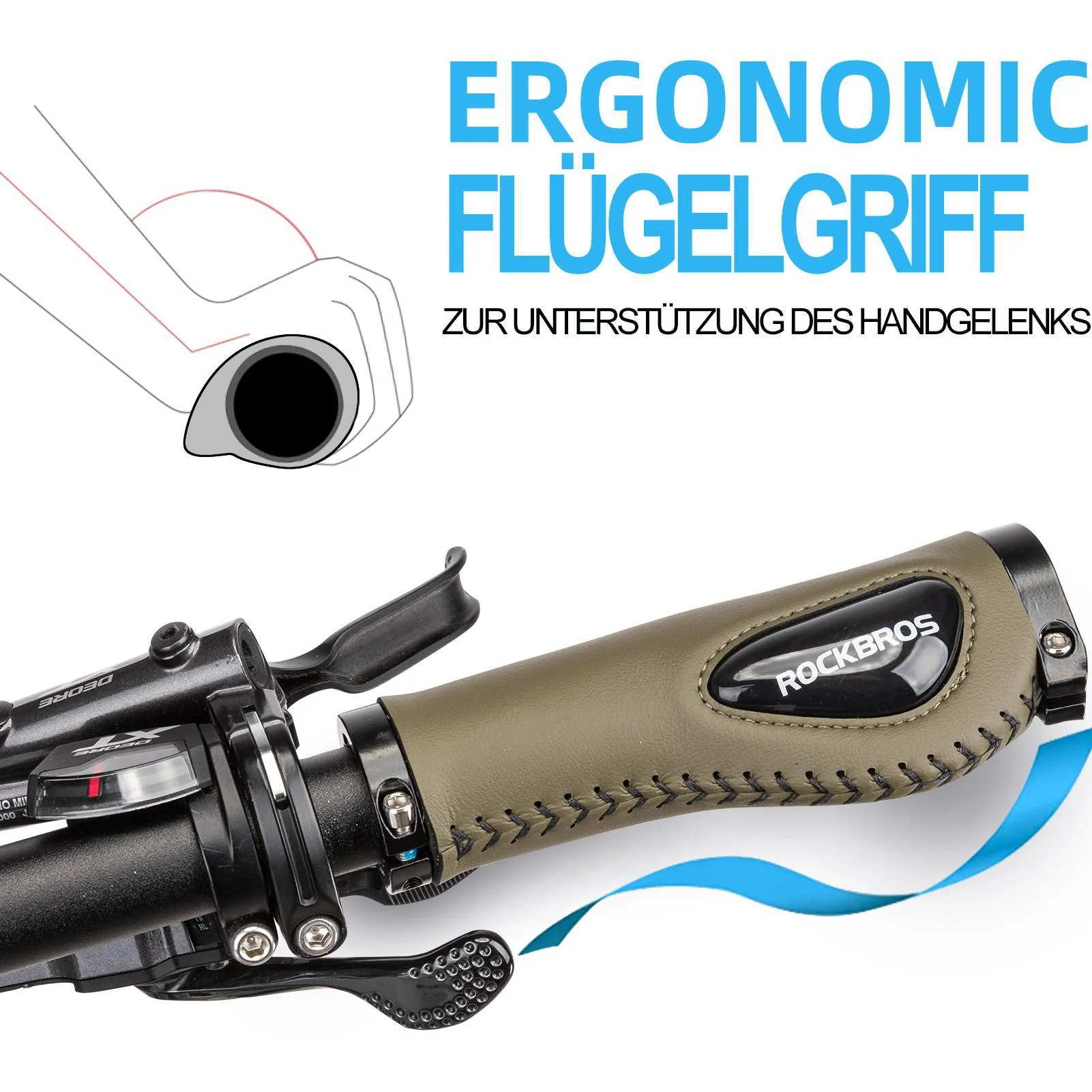ROCKBROS Fahrradgriffe Ledergriffe für Lenker mit  6a94420c8d9c