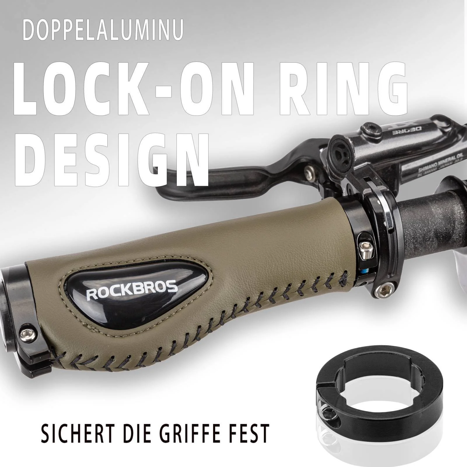 ROCKBROS Fahrradgriffe Ledergriffe für Lenker mit  8cd3dfcf88e8