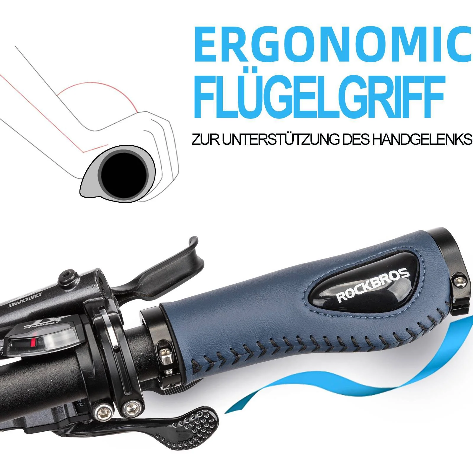 ROCKBROS Fahrradgriffe Ledergriffe für Lenker mit  8ce6bbdc3e22