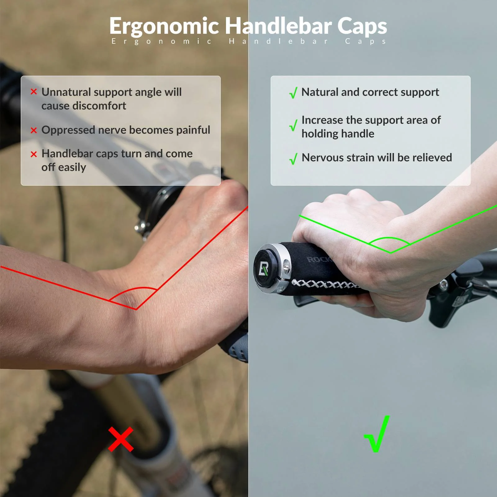 ROCKBROS Fahrradgriffe Ledergriffe für Lenker mit  bd4e472941c3