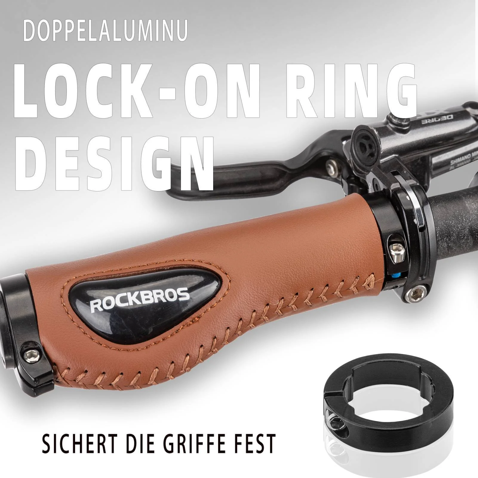 ROCKBROS Fahrradgriffe Ledergriffe für Lenker mit  be44e7ba64f9