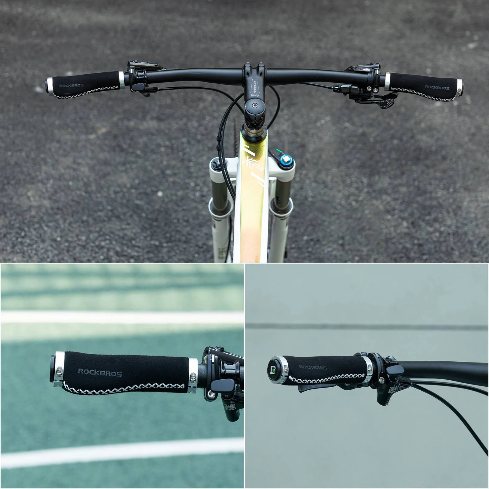 ROCKBROS Fahrradgriffe Ledergriffe für Lenker mit  e45e83cac103